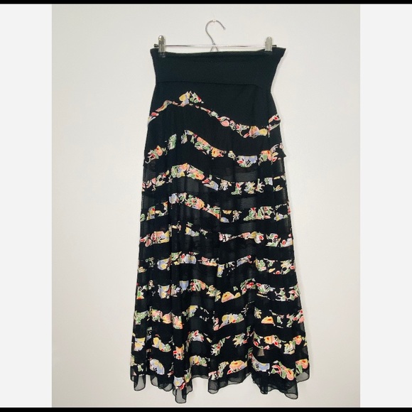 Free People Dresses & Skirts - Free People Maxi Skirt Black Floral and Sheer boho